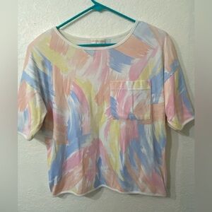 Authentic Vintage 80s Chimney Ridge paintbrush print Shoulder pad shirt XL